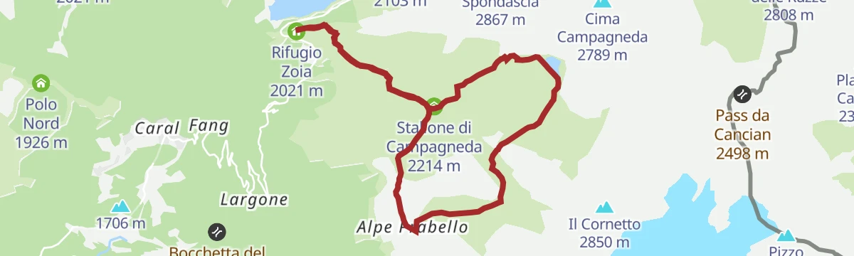 Route map: Dal Rifugio Zoia il Tour dei 3 Rifugi